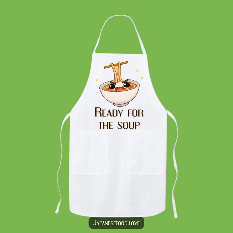 Funny Ramen Dive Apron: Cute Bowl's Determined Dive for Kitchen Laughter