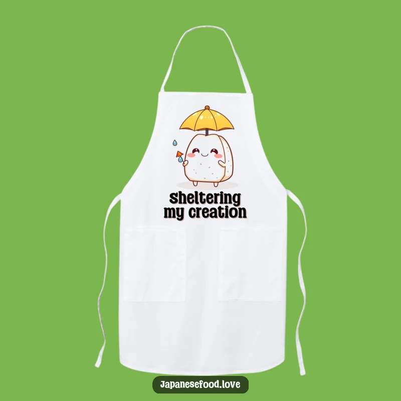 Funny Onigiri & Raindrop Buddy Apron: Cook with Charm and Cheerful Style