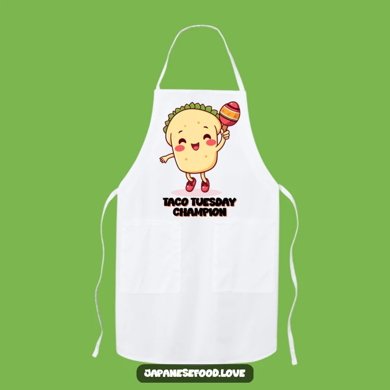 Funny Taco Apron: Dancing Character with Maraca, Kitchen Fiesta Gift