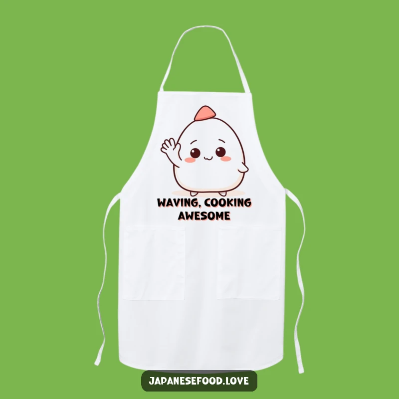 Funny Onigiri Hat Wave Apron: Cook with Cheerful Greetings