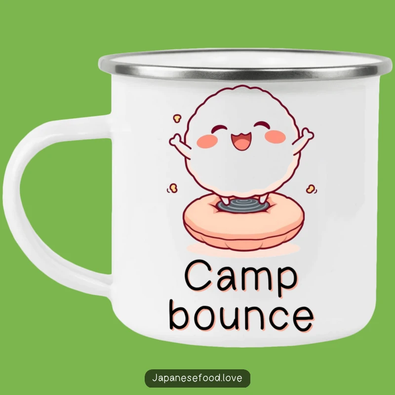 Funny Rice Ball Bounce Camping Mug: Joyful Character Outdoor Gift