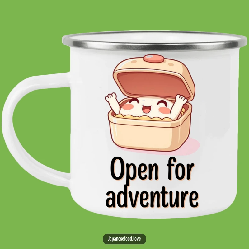 Funny Bento Box Camping Mug: Enthusiastic Character for Outdoor Hilarious Chills