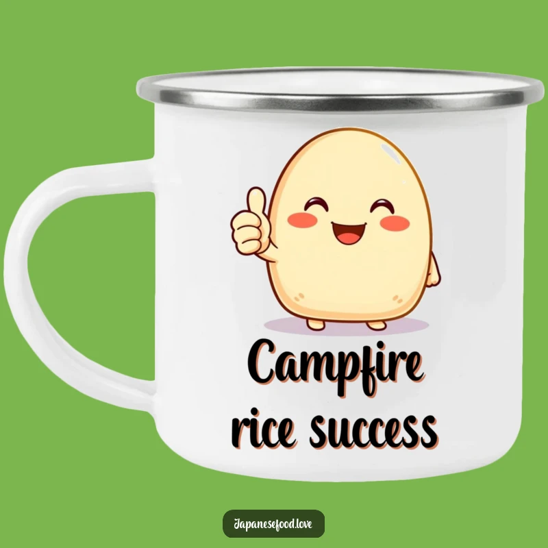 Funny Onigiri Camping Mug: Joyous Thumbs Up, Positive Adventure Gift