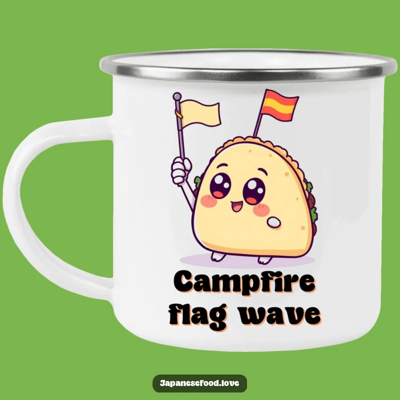 Funny Waving Taco Camping Mug: Fiesta Fuel for Adventurous Foodies