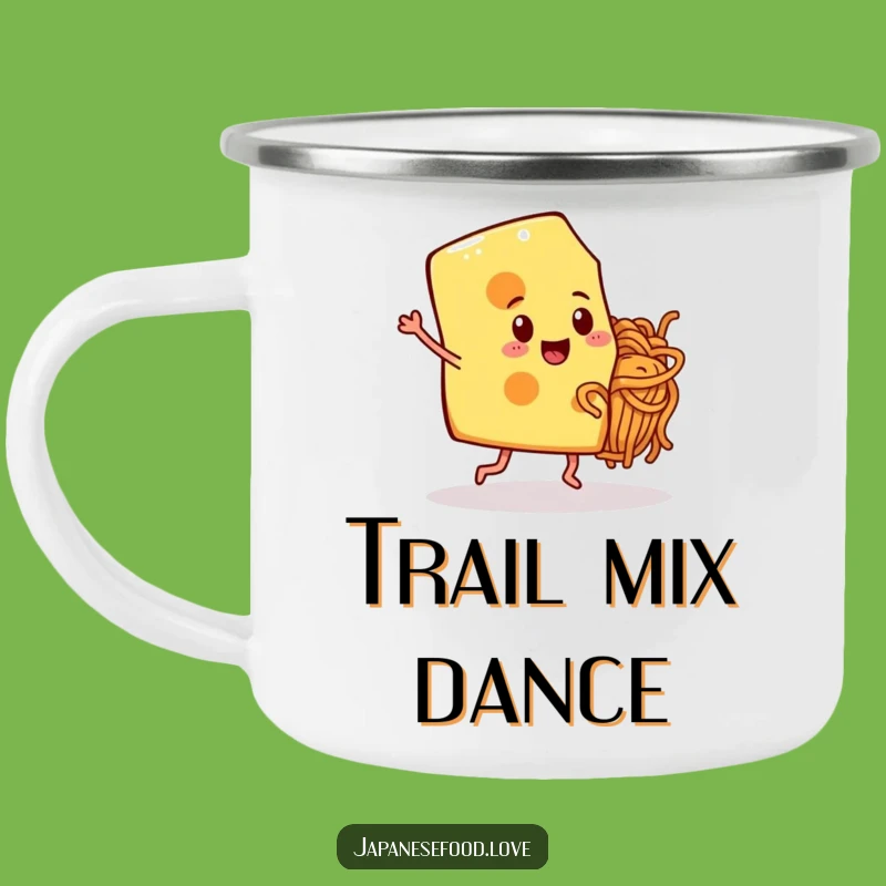 Funny Dancing Cheese & Noodle Camping Mug: Adventure Fuel for Foodie Souls