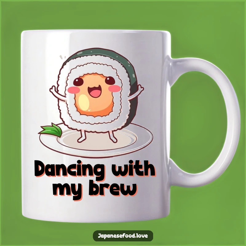 Funny Dancing Sushi Roll Mug: Happy Foodie Gift for Joyful Mornings