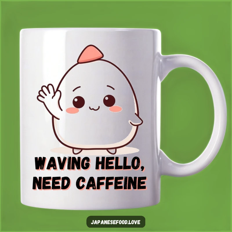 Funny Onigiri Hat Wave Mug: Cheerful Japanese Rice Ball Gift
