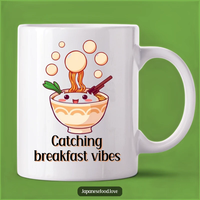 Funny Playful Ramen Mug - Joyful Dango Catching Foodie Gift for Anime Fans