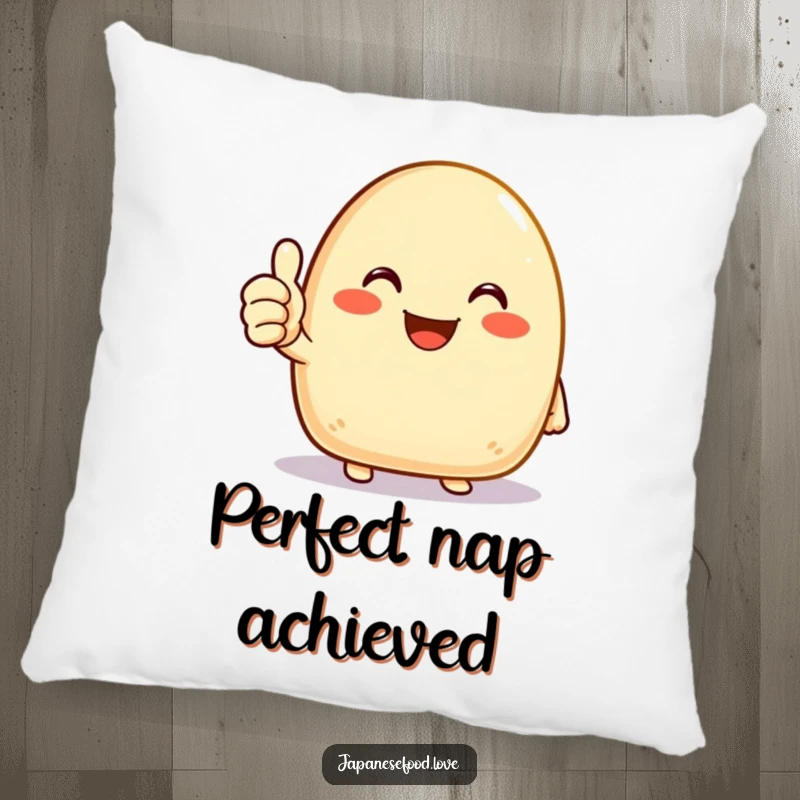 Funny onigiri pillow featuring a joyous rice ball character giving a cheerful thumbs up, adding comfort and positive vibes.