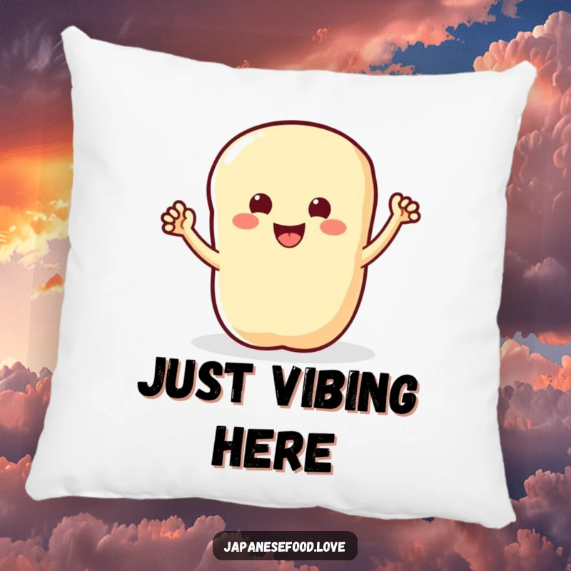 Funny pillow featuring a happy tempura piece with small arms waving enthusiastically, offering soft comfort and cheer.