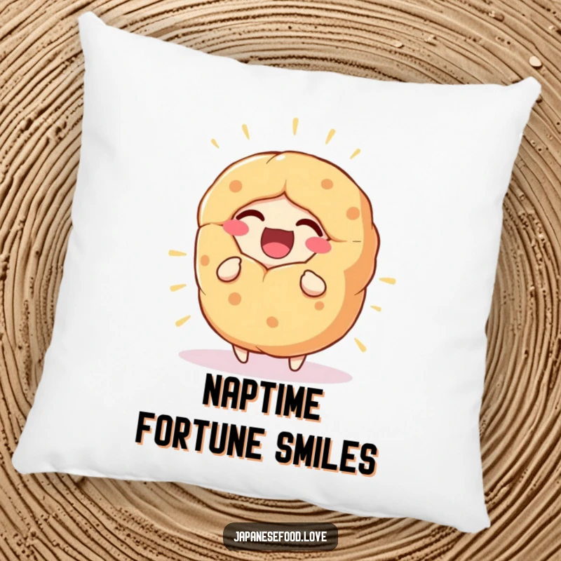 Funny Pillow featuring a giant fortune cookie character laughing heartily, offering comfort and a dose of infectious humor.