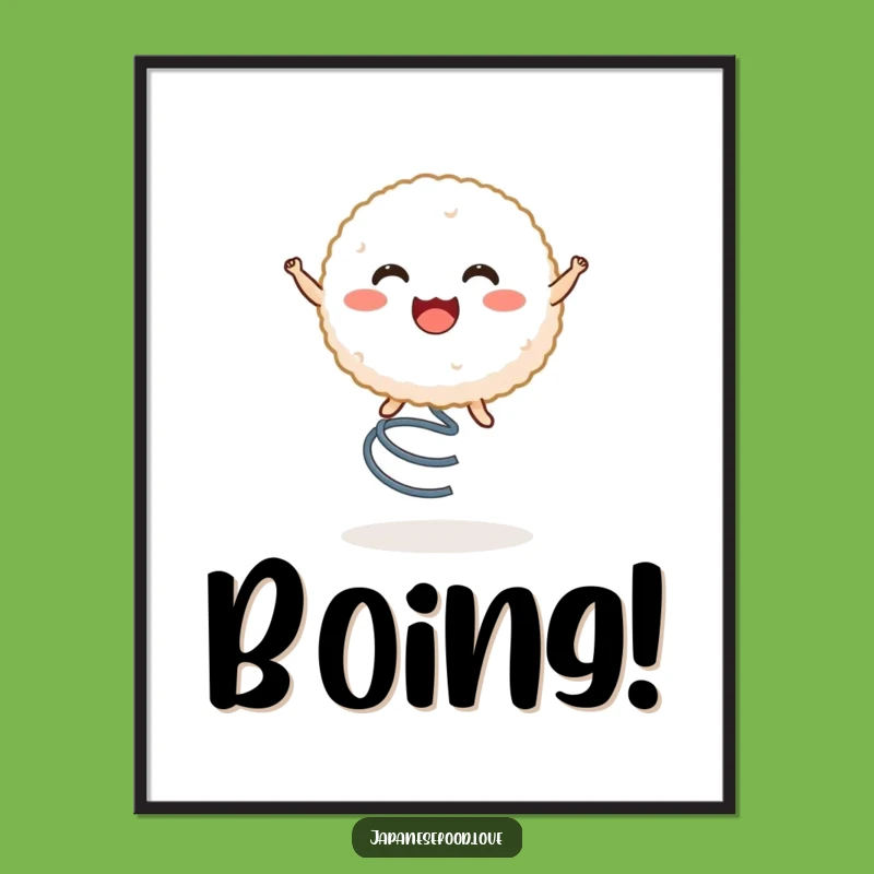 Funny Rice Ball Spring Bounce Digital Art, Joyful Character Download, Instant Funny Gift for Walls