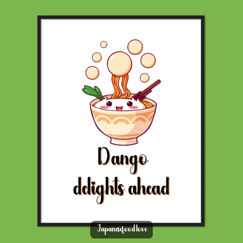 Funny Ramen Digital Art - Printable Playful Dango Catching Print