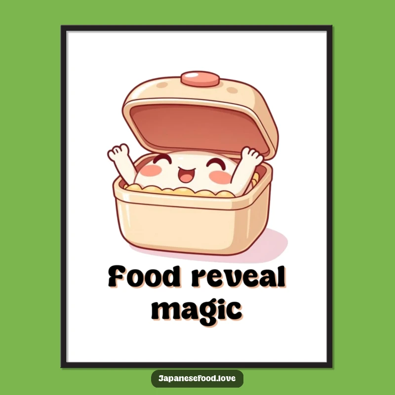 Funny Bento Box Digital Art Print: Enthusiastic Character for Energetic Wall Decor