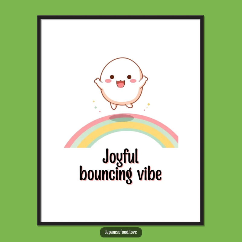 Funny Dancing Mochi Digital Art Print: Rainbow Bounce for Hilarious Wall Decor