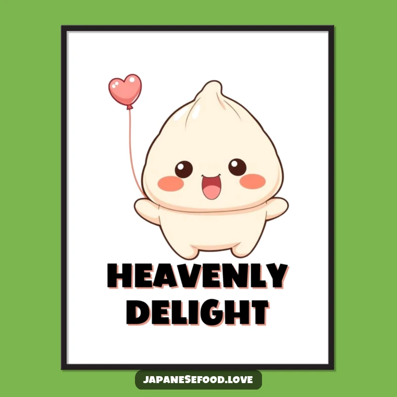 Funny Floating Dumpling Digital Art: Balloon Smile, Whimsical Print