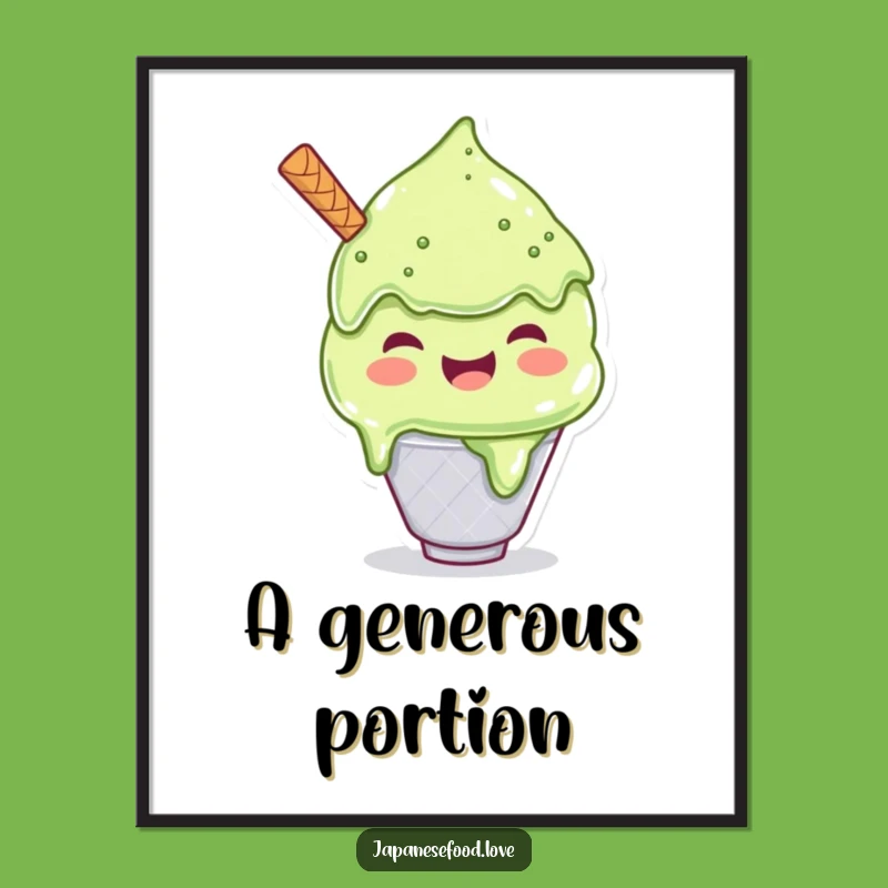 Funny Matcha Ice Cream Digital Print, Joyful Scooping Art for Instant Decor