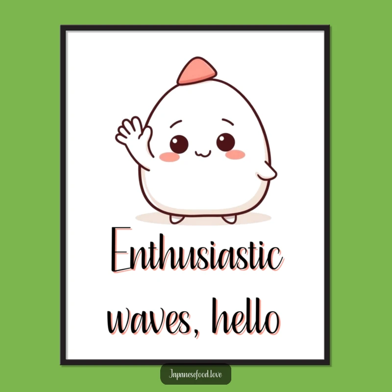 Funny Onigiri Hat Wave Digital Art: Instant Cheerful Wall Decor