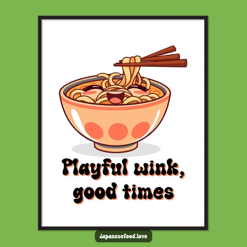 Funny Ramen Bowl Wink Digital Art: Instant Noodle Humor for Walls