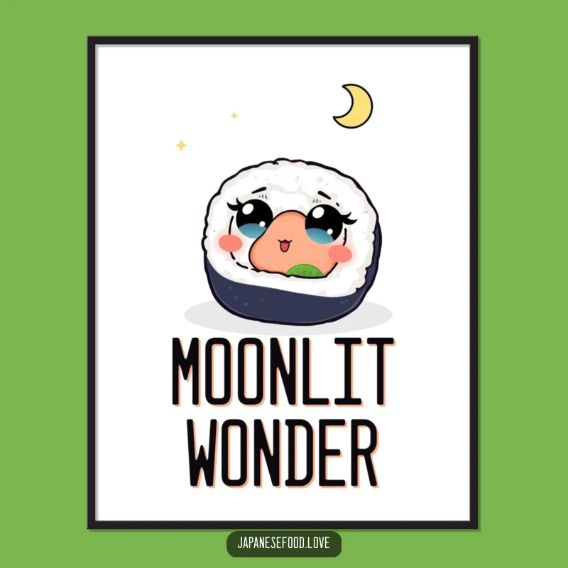 Funny Sushi Moon Digital Art: Instant Whimsical Download