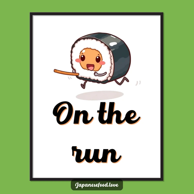 Funny Sushi Race Digital Art: Hilarious Foodie Print for Instant Joy