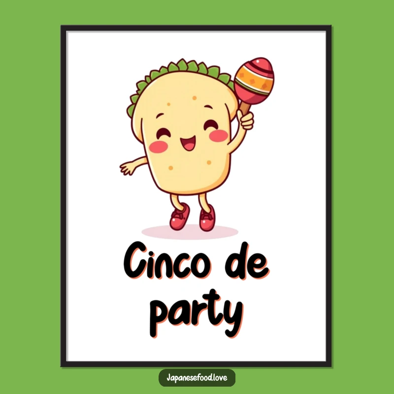 Funny Taco Digital Art: Dancing Character with Maraca, Instant Fiesta Gift