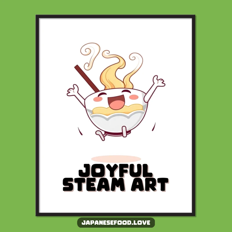 Funny Excited Ramen Bowl Digital Art: Instant Joyful Decor for Foodies