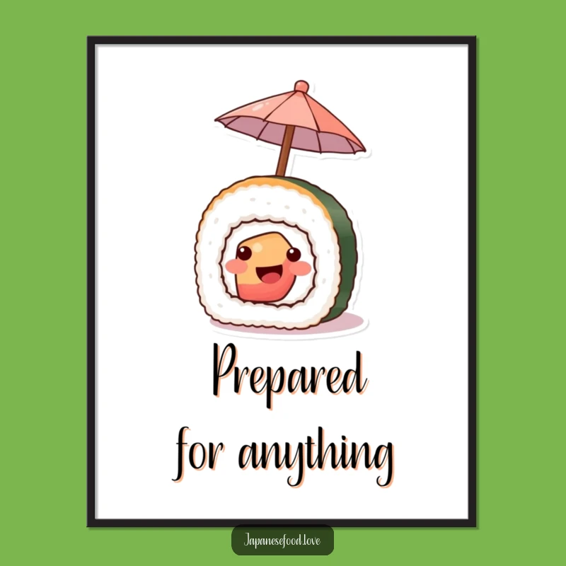 Funny Sushi Umbrella Digital Art Print - Instant Japanese Decor