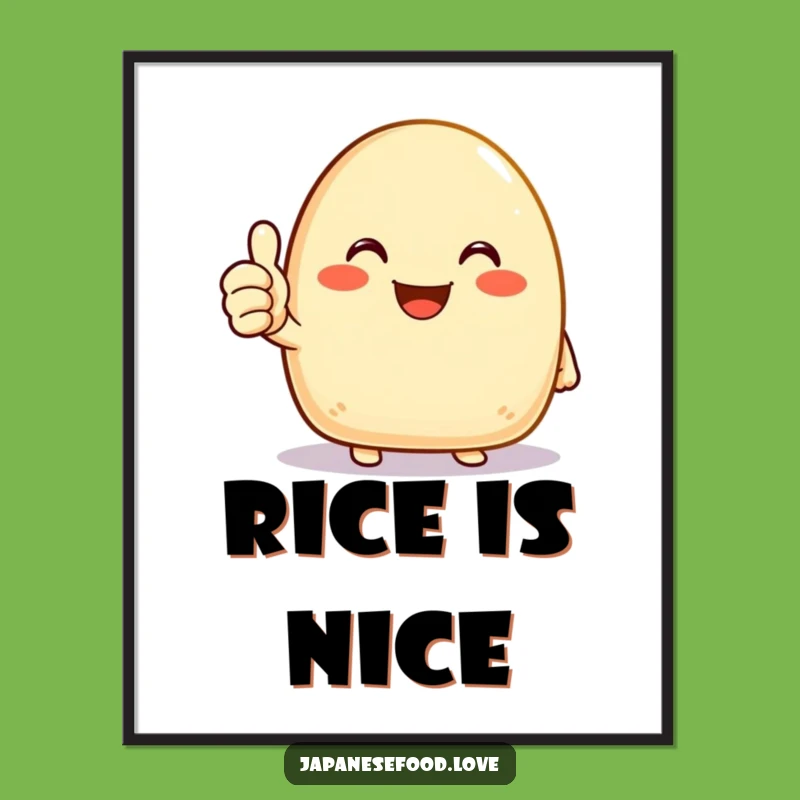 Funny Onigiri Digital Art: Joyous Thumbs Up, Instant Positivity Gift
