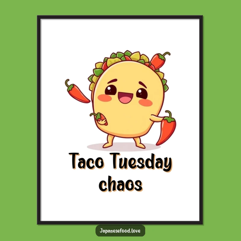 Funny Taco Juggling Digital Print: Instant Foodie Decor, Perfect Funny Gift