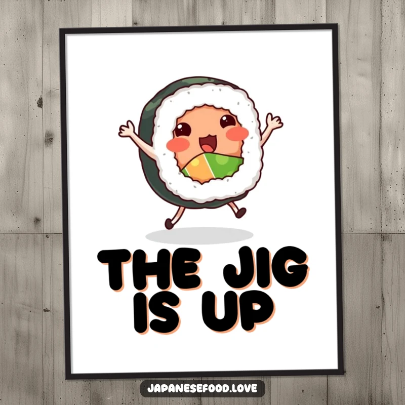 Funny Dancing Sushi Roll Digital Art: Sushi roll with tiny legs dancing a jig, instant download, food humor, funny gift.