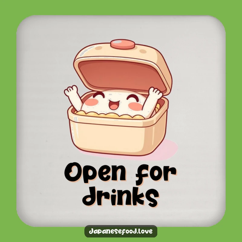 Funny Bento Box Coaster: Enthusiastic Lid Flaps for Hilarious Drink Protection
