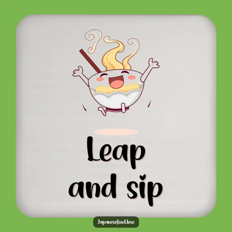 Funny Excited Ramen Bowl Coaster: Protect Surfaces with Culinary Joy