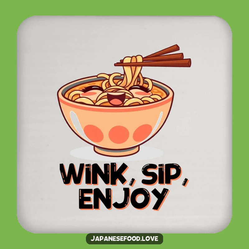 Funny Ramen Bowl Wink Coaster: Protect Surfaces with Savory Style