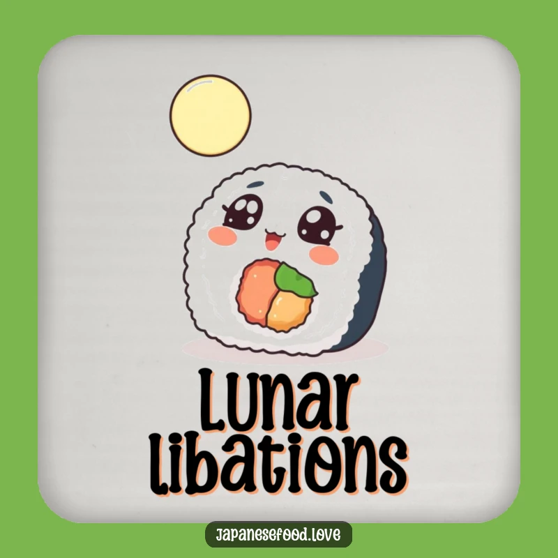 Funny Sushi Moon Coaster, Cosmic Surface Protection, Gift
