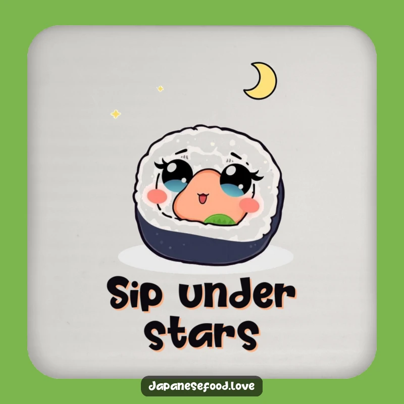 Funny Sushi Moon Coaster Set: Protect Tables with Whimsical Art