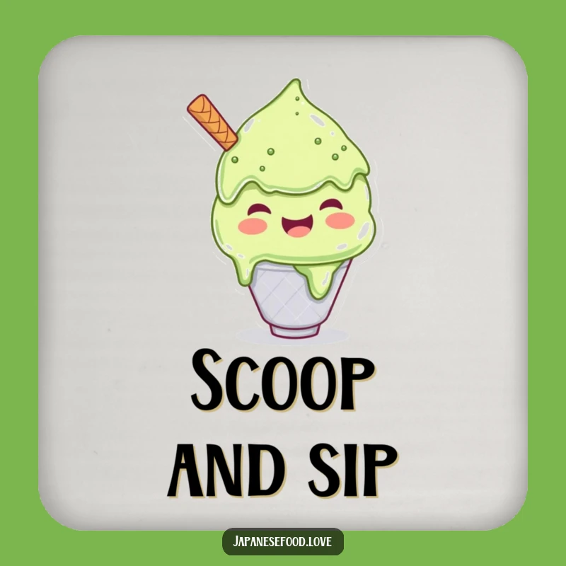 Funny Matcha Ice Cream Coaster Set, Protect Surfaces with Sweet Joy