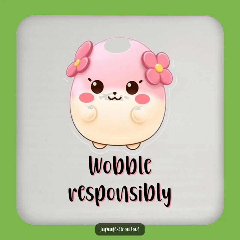 Funny Wobbly Sakura Mochi Coaster Set, Protect Surfaces with Delight