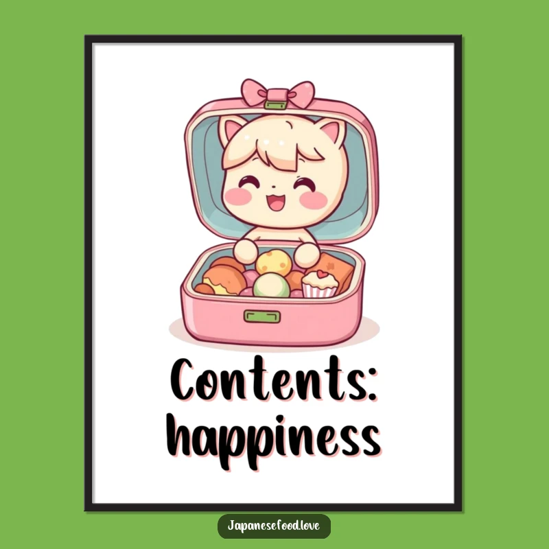 Funny Bento Box Art Poster: Joyful Character, Tiny Treats, Perfect Funny Gift Decor