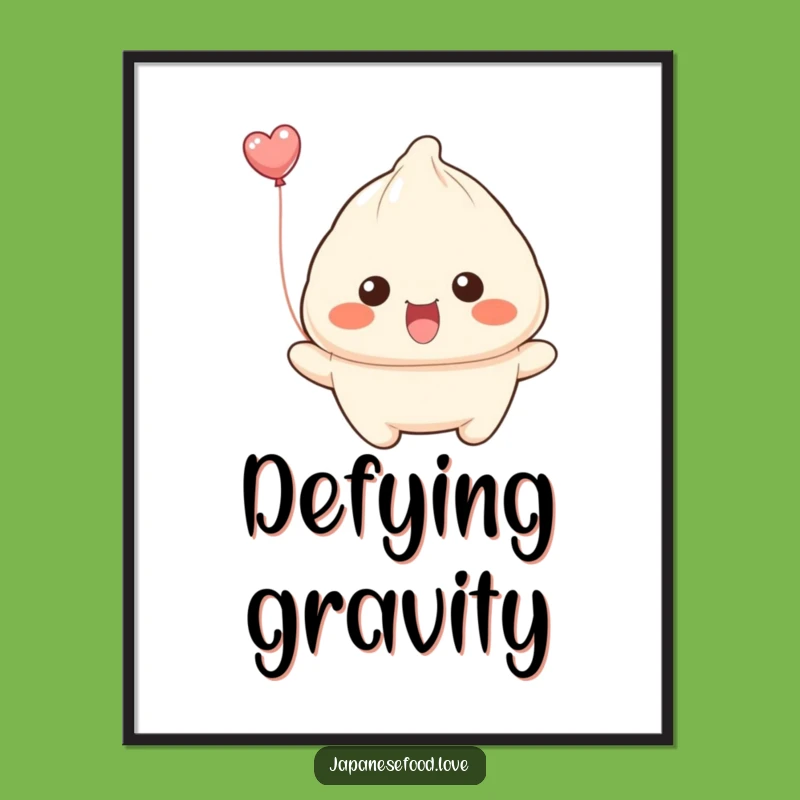 Funny Floating Dumpling Poster: Balloon Smile, Whimsical Art Print