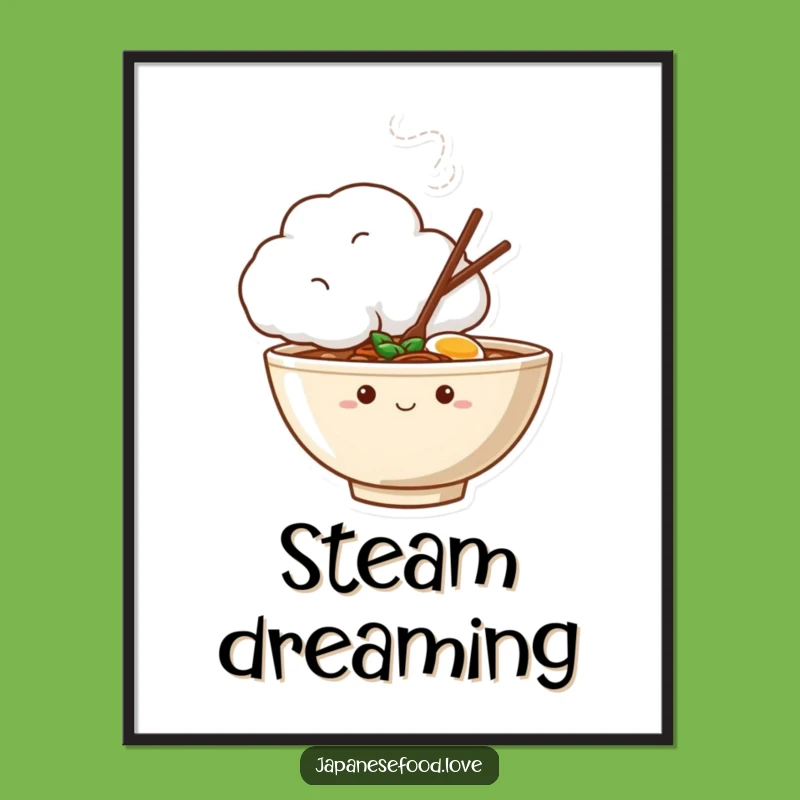 Funny Shy Ramen Bowl Poster, Peeking Character Art, Cozy Funny Gift for Walls