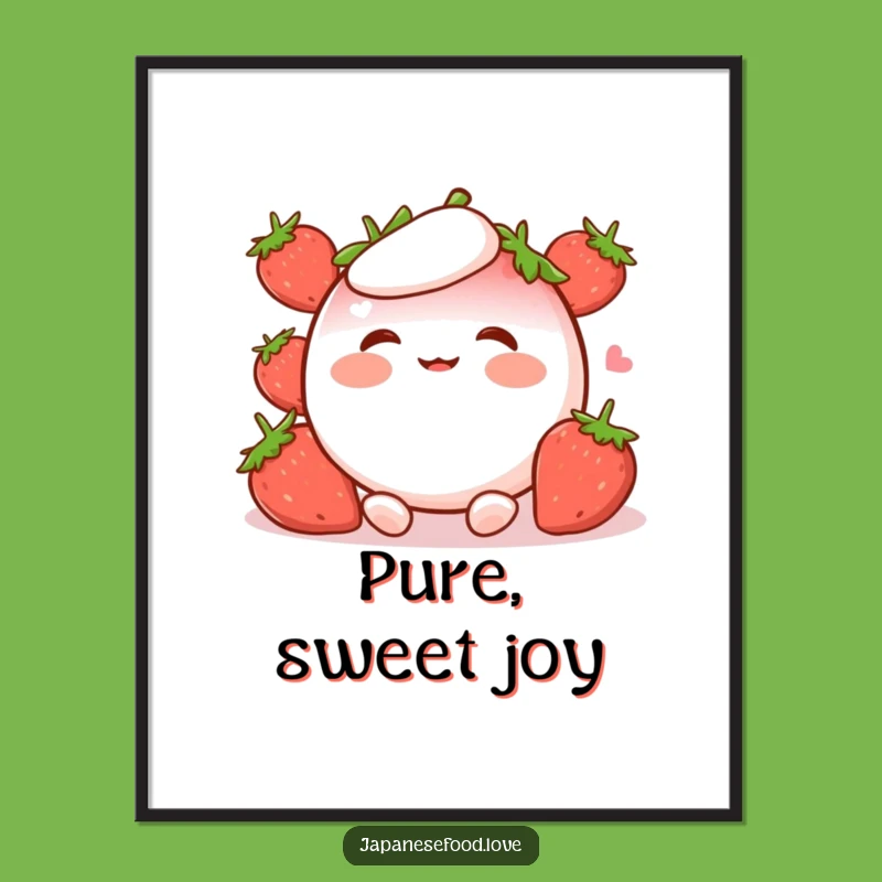 Funny Strawberry Mochi Poster: Giggling Character Art, Joyful Wall Decor