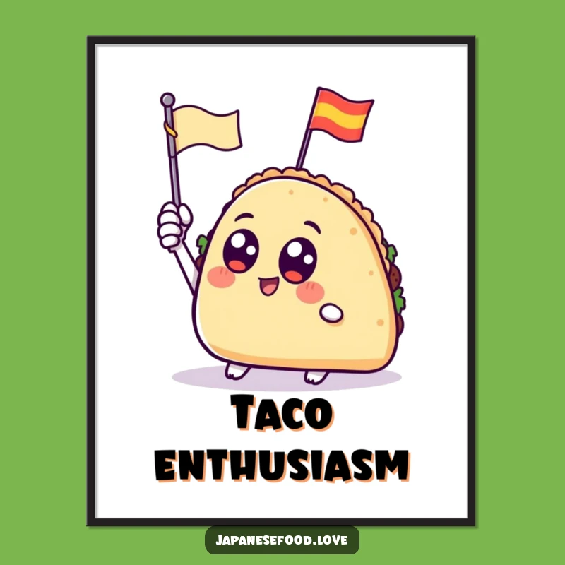 Funny Waving Taco Poster: Vibrant Art for a Festive Home