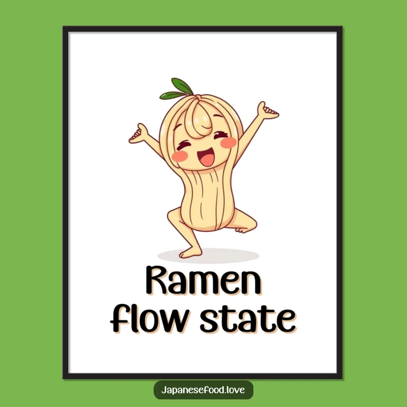 Funny Wobbly Ramen Noodle Yoga Poster - Serene & Silly Wall Art