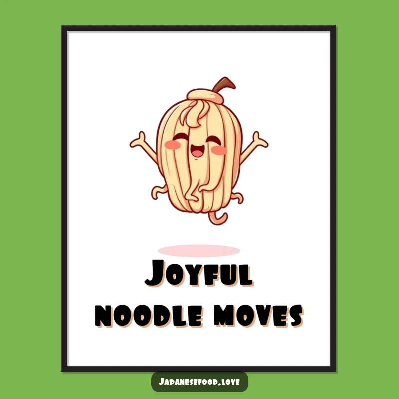 Funny Udon Poster - Joyful Noodle Dance Art for Lively Spaces