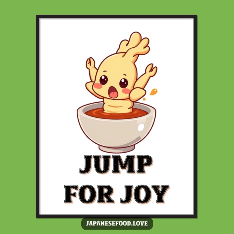 Funny Surprised Tempura Shrimp Poster - Hilarious Food Art for Your Walls
