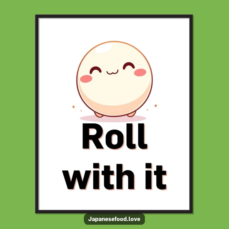Funny Giddy Mochi Ball Poster, Rolling Character Art, Cheerful Funny Gift for Walls