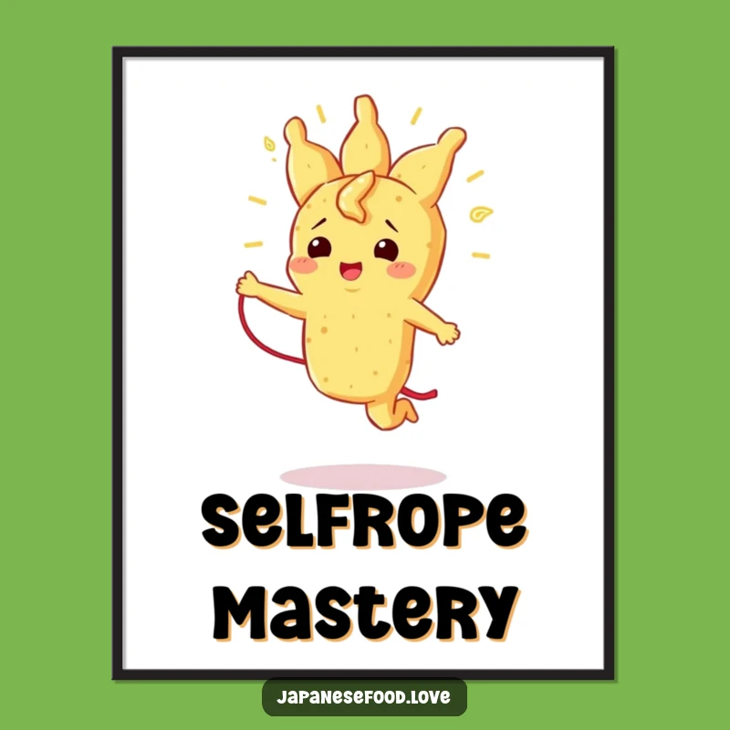 Funny Tempura Jump Rope Poster, Active Food Art, Lively Funny Gift for Walls