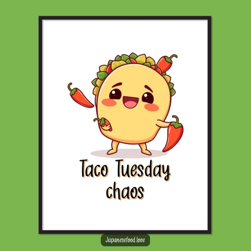 Funny Taco Juggling Poster: Whimsical Food Art, Vibrant Funny Gift