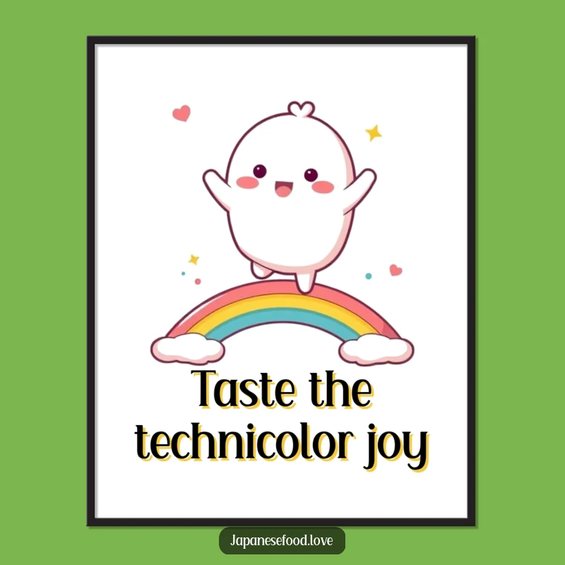 Funny Dancing Mochi Poster - Energetic Rainbow Art Print